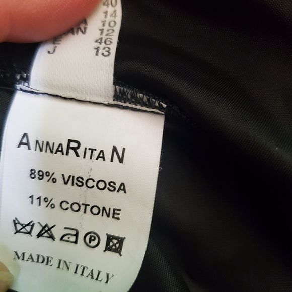 Annarita N. VTG Black Chiffon Wrap Midi Skirt Asymmetric Raw Trim Italy Sz 10 - Picture 9 of 9